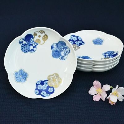 香蘭社 【染錦梅花祥瑞】取分皿 5点セット 逸品セレクション|有田焼の