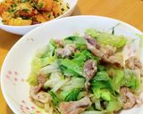 やみつき塩豚レタスのとろうま焼うどん作り方10写真