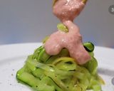 『ズッキーニの生パスタ　明太子ソース』作り方6写真