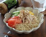 蒸し鶏と夏野菜のピリ辛汁なしそうめん作り方7写真