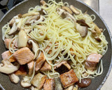 秋満載！鮭ときのこの和風パスタ作り方7写真