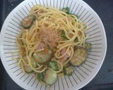 ベーコン＆ツナ＆ナスビ＆オクラのパスタ作り方6写真