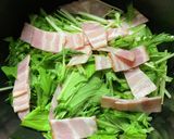 【ホットクック】水菜とベーコンポン酢炒め作り方1写真