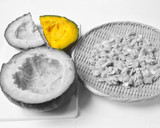 蒸しかぼちゃとチーズの茶巾絞り作り方1写真