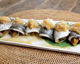 レンジで簡単！鯵の梅しそロール蒸し作り方5写真