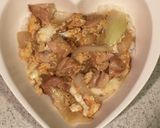グリルで作る親子丼　真ん中に生卵の黄身作り方7写真
