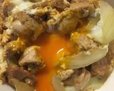 グリルで作る親子丼　真ん中に生卵の黄身作り方9写真