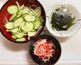 きゅうりと玉葱とわかめとカニカマの酢の物作り方2写真