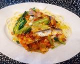 アンチョビと小松菜のとろけるチーズパスタ作り方7写真