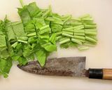 間引き野沢菜を美味しく食べる卵とじ作り方1写真