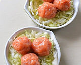 秋鮭のつくねと塩もみキャベツのレンジ蒸し作り方6写真