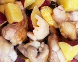 鶏肉とさつまいもと蓮根の黒酢炒め作り方4写真