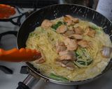 生鮭と小松菜のクリームパスタ作り方10写真
