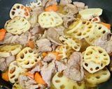 お肉とれんこんの煮物●牛肉·豚肉·鶏肉で作り方5写真