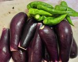 サバ缶で茄子と万願寺唐辛子の煮物作り方1写真
