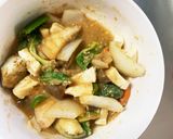 レンジ肉無豆腐甘辛オニオンきな粉野菜炒め作り方15写真