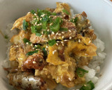 レンジで！さんま蒲焼きとなめ茸の卵とじ丼作り方14写真