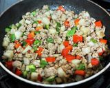 れんこんと豚ひき肉のガパオライス風作り方5写真
