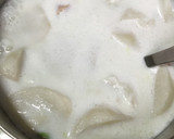 かぶと枝豆とソーセージの牛乳スープ作り方3写真