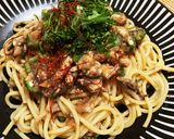 いわし缶で簡単！梅オクラパスタ作り方4写真