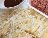 えのきたけの挽肉入り佃煮(팽이버섯)作り方1写真