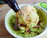 ♪抹茶アイスにピーナッツ粉と黒蜜～♪作り方2写真