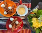 おかんレシピ𓀤𓀣うずら卵とウィンナーの串作り方4写真