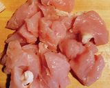 舞茸入り親子丼、大葉のせ。作り方2写真