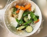 レンジ肉無豆腐簡単きな粉カルボ風野菜炒め作り方13写真