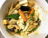 レンジ肉無豆腐簡単きな粉カルボ風野菜炒め作り方17写真