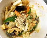 レンジ肉無豆腐簡単きな粉カルボ風野菜炒め作り方18写真