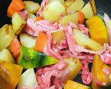 市販ルー＆牛乳●パンプキンシチューライス作り方1写真