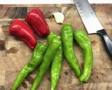 *甘長唐辛子と赤ピーマンのニンニク醤油作り方1写真