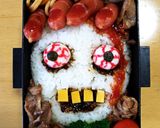 閲覧注意！ハロウィン骸骨弁当作り方1写真
