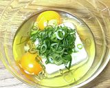 豆腐とたまごのレンジ蒸し作り方1写真
