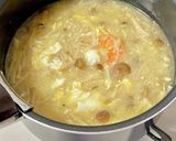 ポン酢で海老ときのこのかきたま酸辣湯作り方4写真