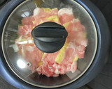 油揚げに豚肉と高菜の油炒め乗せた蒸し焼き作り方8写真
