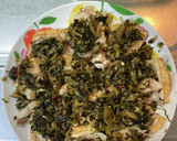 油揚げに豚肉と高菜の油炒め乗せた蒸し焼き作り方14写真