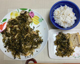 油揚げに豚肉と高菜の油炒め乗せた蒸し焼き作り方15写真