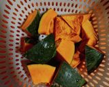 レンチンでカボチャの肉味噌和え作り方1写真