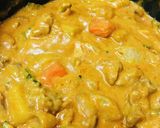 市販ルー活用●豚肉と根菜の牛乳シチュー丼作り方3写真