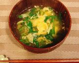 ごま油香る♪ニラ卵ほっこり味噌汁作り方4写真