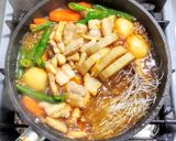 焼肉用の豚バラ肉と秋野菜と春雨のうま煮作り方6写真