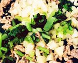 ひき肉とじゃがいもの半熟卵のせ丼作り方4写真