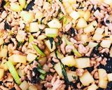 ひき肉とじゃがいもの半熟卵のせ丼作り方5写真