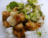 簡単！蓮根黒酢鶏　ピリ辛にんにく作り方2写真