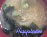玉ねぎとオクラとわかめのほっこり味噌汁作り方4写真