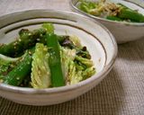 小鉢～アスパラとレタスの生姜醤油和え作り方4写真
