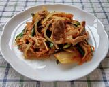 1人前豚こま肉100gで！豚キムチ♪作り方3写真
