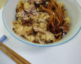 とろさば水煮缶となめたけの炊き込みご飯作り方4写真